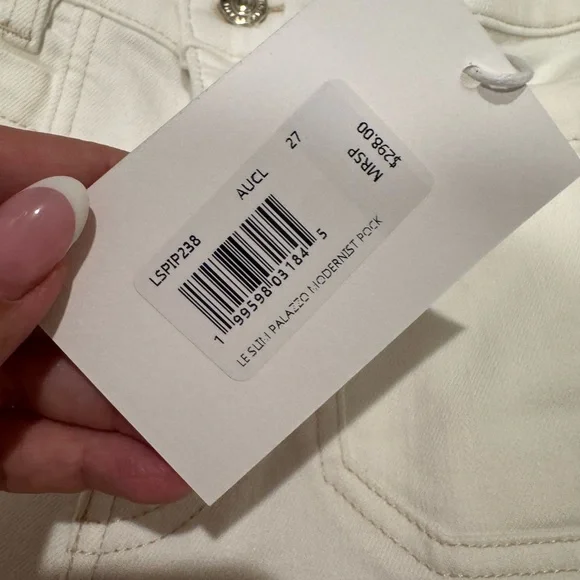 Frame Denim Le Slim Palazzo Modernist Jeans in Off-White - Picture 7 of 11